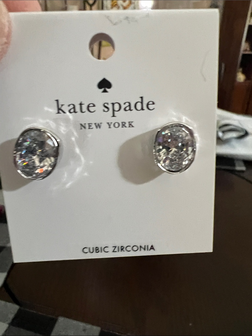 kate spade New York Silver Sparkle Cubic Zirconia Stud Earrings